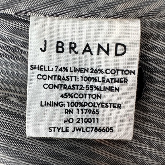 J Brand Zooey Linen Leather Trim Blazer Slate Gray Black Size 4 - Picture 9 of 9